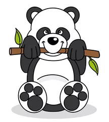 Crédence de cuisine en verre imprimé Ours Ours panda mangeant du bambou