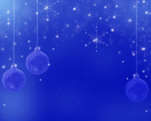 blue snowflakes and christmas balls