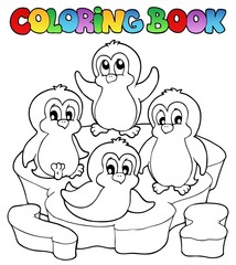 Fototapeta premium Coloring book cute penguins 2