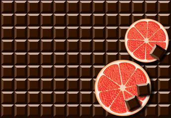 grapefruit on a background of chocolate