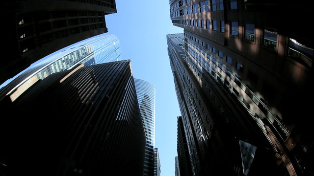 P.O.V.  Elevated Driving View Downtown Chicago, USA