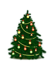 Christmas tree with toys and a garland