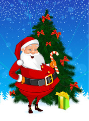Santa Christmas Tree Presents and a Candy