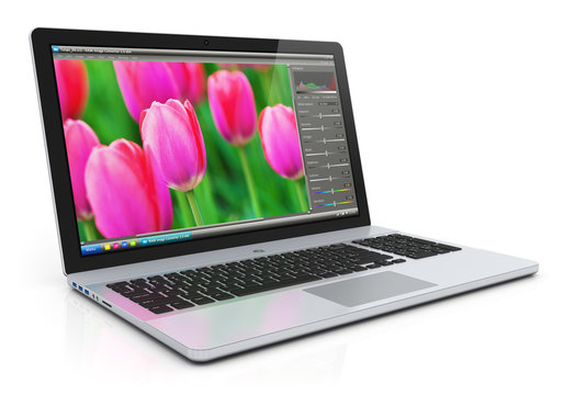 Laptop with photo editing software