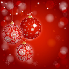 Christmas balls on a red background