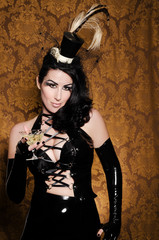 Sexy Retro Cabaret - Glamorous Vixen with Vintage Glass
