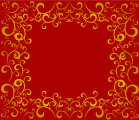 Red golden Christmas frame