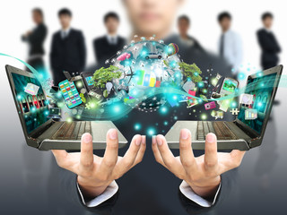 Man holding social object