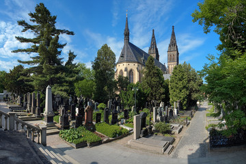 Vysehrad cemetery and basilica of Peter and Paul in Prague