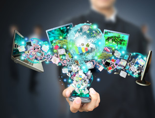 Man holding social object