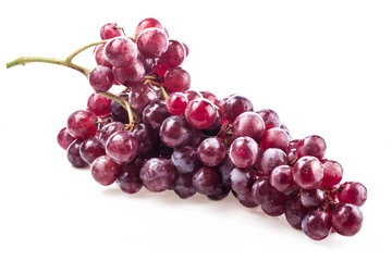 Red grape with water drops, closeup, isolated on white