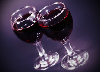 two glasses of red wine