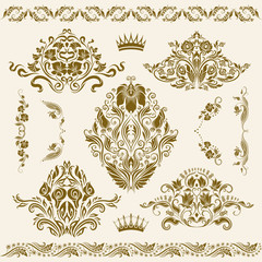 Set of vector damask ornaments.