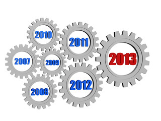 new year 2013 and previous years in gearwheels