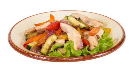 Grilled vegetables and chicken fillet