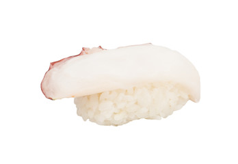 Fototapeta na wymiar Japońskie sushi z ośmiornicy mięso na białym tle