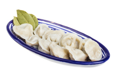 Bowl with traditional russian dish - pelmeni