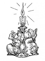 Caricature "By candlelight"