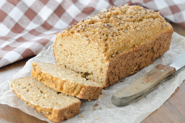 Homemade bread with bran and coriander seeds horizontal