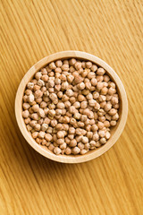 chickpeas in wooden bowl