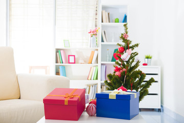 Closeup on table  Christmas decorations