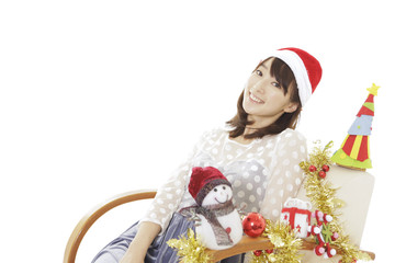 クリスマス　くつろぐ女性
