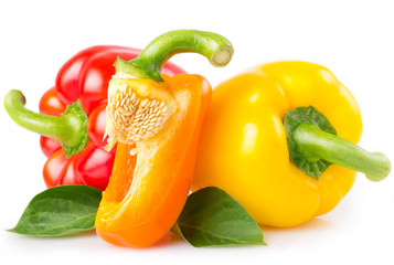 Fresh pepper with leaves