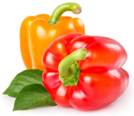 Fresh pepper with leaves