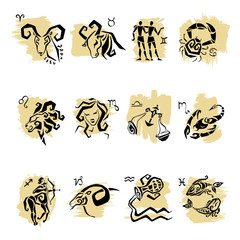 Fototapeta premium Horoscope Zodiac Star signs, vector set.