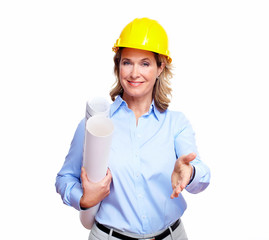 Architect woman with a plan.