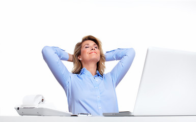 Business woman relaxing in the office.