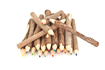 many color pencil in red cup