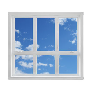 Blue sky seen through the window