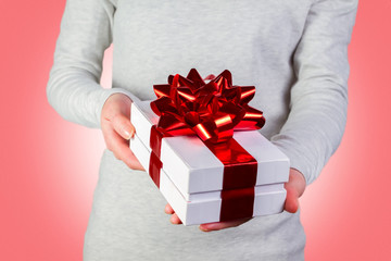 Gift box in female hands