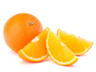 Whole orange fruit and his segments or cantles