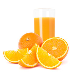 Juice glass and orange fruit