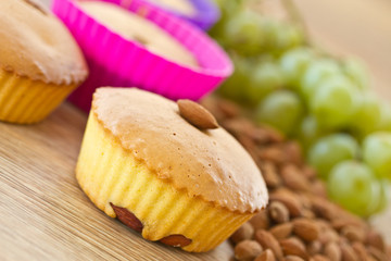 muffins with almonds and fruit