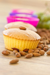 muffins with almonds and fruit