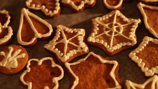 HD Video : Close Up of icing covering Xmas cakes