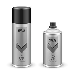 Two Gray Aerosol Spray Metal 3D Bottle Can