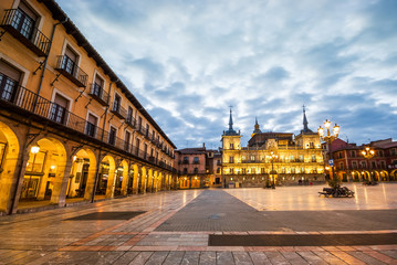 Plaza Mayor(main square) in Leon, Castilla y Leon, Spain