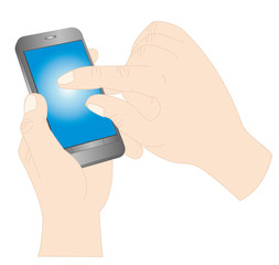 スマートフォンを操作する手