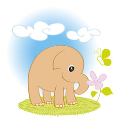 Vector elephant a happy day outdoors