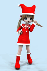 3d anime girl in Christmas dress