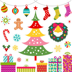 christmas ornament, gift and tree set