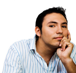 Latin American man thinking