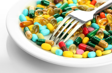 Colorful capsules and pills