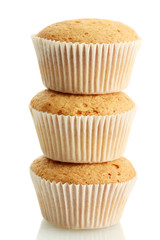 tasty muffin cakes, isolated on white