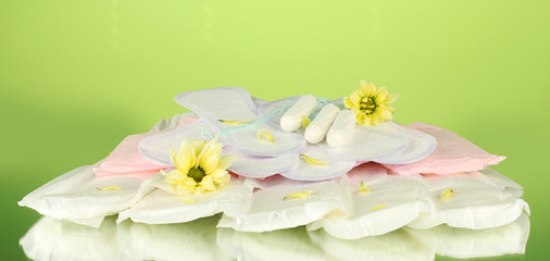 various types of sanitary pads and tampons