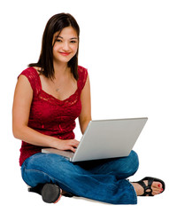 Woman using a laptop